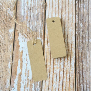 50 pcs unies recyclées BRUN KRAFT Mini longues ÉTIQUETTES