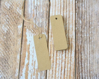 50pc plain recycled KRAFT BROWN Mini Long TAGS