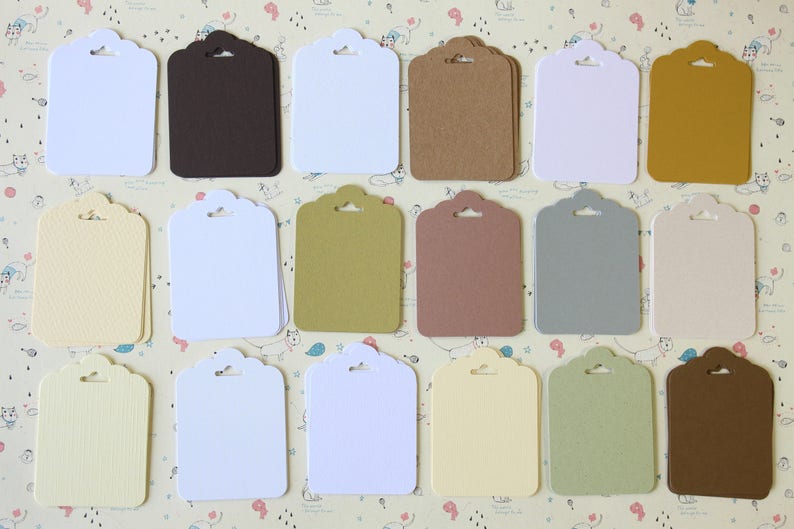 Pearl Oyster White fancy ornate scallop tags