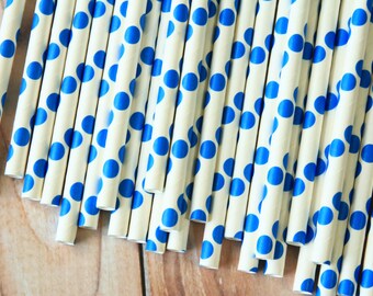 BLUE Big Dots paper straws