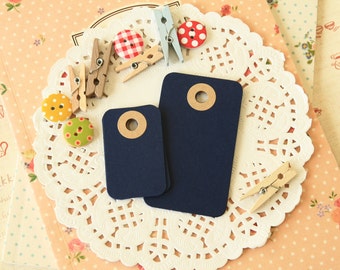 Blueberry Navy Blue reinforced Rounded Midi Tags