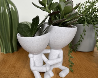Modern Cute Couple Planter | Minimalist White Succulent Pot | Cute Figurine Flower Pot | Unique Home Decor Gift Idea