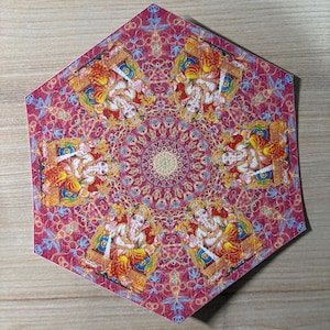 Blotter Art esagonale Ganesha Dio indù - 21 cm x 18 cm 600 Buvards Raro Vintage Blotter Art Induismo blotter Shiva Buddha Om Psichedelico RARO