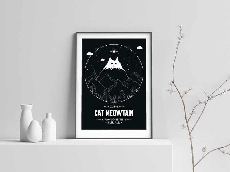 Home Decor Digital Cat Prints Kitchen Art Downloadable Cat Print Cat Mountain Cat Printable Wall Art Kitchen Decor Cat Print