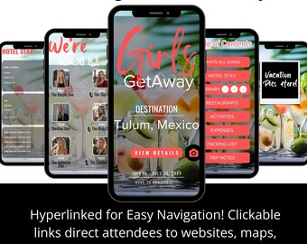 Editable Travel Itinerary Template, Hyperlinked PDF, Vacation Planner (Digital Download)