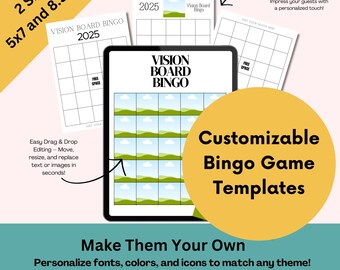 Editable Bingo Game Templates | 5x7 Canva Cards (Instant Download)