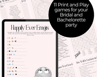 Bridal Shower Games Bundle, Bachelorette Party, 11 Printable Activities (PDF)