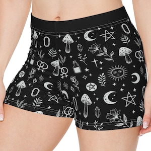 Damesshort Celestial Sapphic, LGBTQ Witchy Clothing, Mystical Sleep Shorts Boxers, Lesbian Pride Apparel, Witchcraft-yogafietsshorts