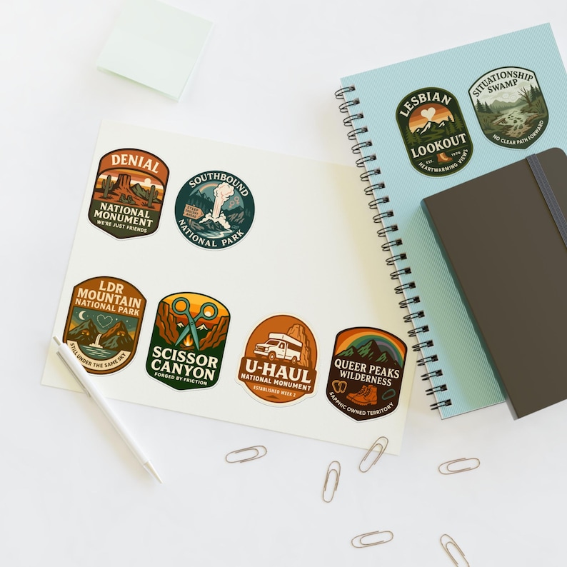 Sapphic National Park Sticker Sheets, LGBTQ Representation Stickers, Pride Decals, Gay Rights Accessories, Lesbian Visibility Labels image 11