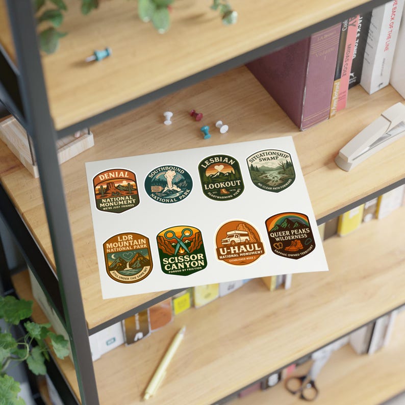 Sapphic National Park Sticker Sheets, LGBTQ Representation Stickers, Pride Decals, Gay Rights Accessories, Lesbian Visibility Labels image 4
