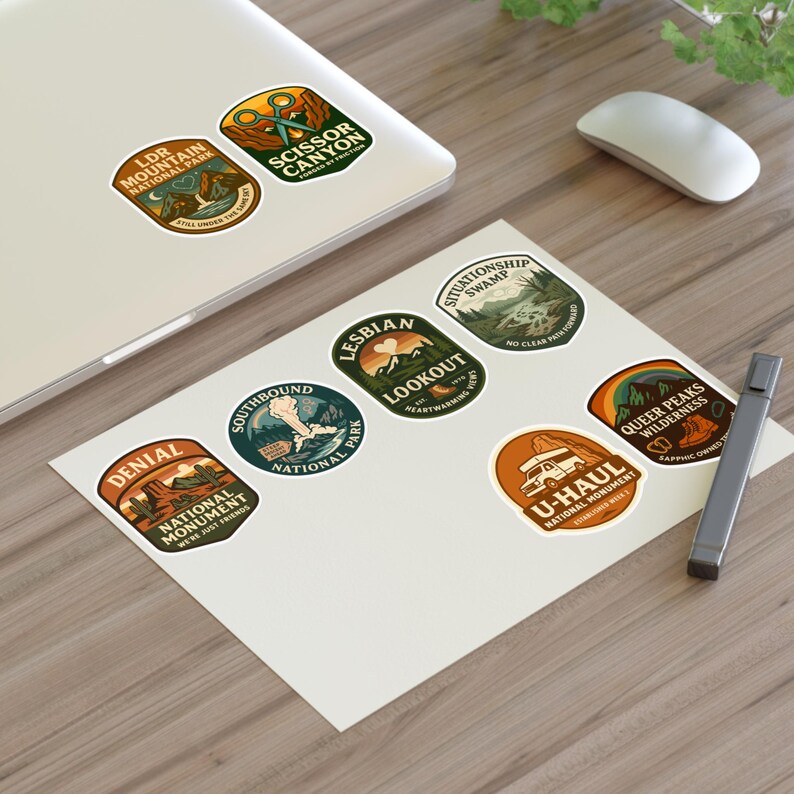 Sapphic National Park Sticker Sheets, LGBTQ Representation Stickers, Pride Decals, Gay Rights Accessories, Lesbian Visibility Labels image 6