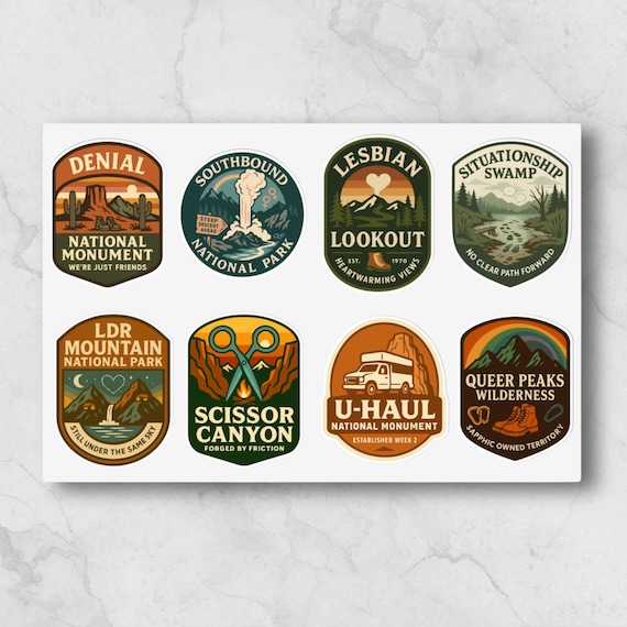 Sapphic National Park Sticker Sheets, LGBTQ Representation Stickers, Pride Decals, Gay Rights Accessories, Lesbian Visibility Labels