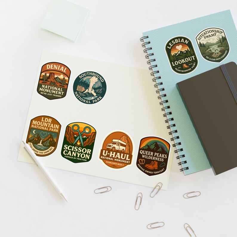 Sapphic National Park Sticker Sheets, LGBTQ Representation Stickers, Pride Decals, Gay Rights Accessories, Lesbian Visibility Labels image 10