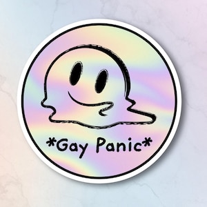Gay Panic Rainbow Smiley Sticker, LGBTQ Sticker, Gay Rights Decal, LGBT Visibility, Queer Representation, WLW, lesbian sticker