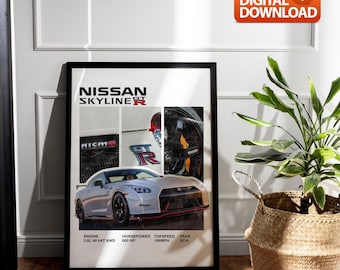 Nissan GTR R35 Digital Wall Art - JDM Car Lover Poster