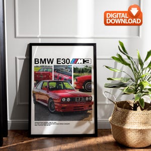BMW E30 Poster - Classic Car Wall Art for Car Enthusiasts