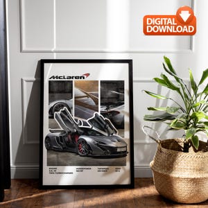 Digital McLaren P1 Car Poster Print - Supercar Wall Art Decor