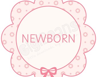 Banner 1e verjaardag met roze strik - digitale download