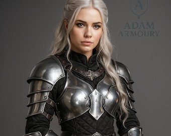 Medieval Lady Knight Steel Dragon Queen Lady Warrior Half Body Armor Suit - Lady Steel Corset Pauldrons,Gorget Halloween Gift
