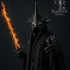 Nazgûl Full Armor Set | Witch-King of Angmar Cosplay | Dark Rider Full Costume Ghost Costume Grim Reaper Long Cape Ring Wraith Costume