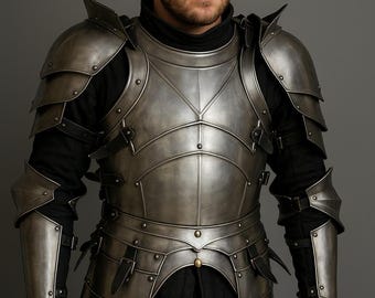 Medieval Knight Half Armor – 18 Gauge Steel, LARP Cosplay Costume