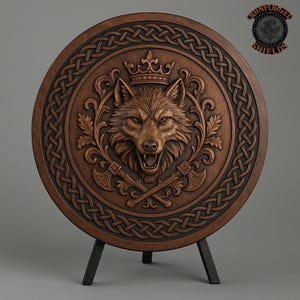 Viking Wolf Shield – Handcrafted Wooden Norse Wall Art, Rustic Decor, Warrior Gift for Him, Nordic Wall Hanging