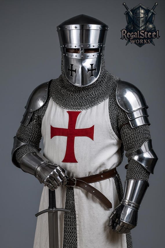 Medieval Templar Knight Armor Suit, Full Body Crusader Costume Cosplay & Roleplay Armor