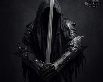 Nazgûl Komplettes Rüstungs-Set | Hexenkönig von Angmar Cosplay | Dark Rider Vollkostüm Geisterkostüm Sensenmann Langes Cape Ring Wraith Kostüm