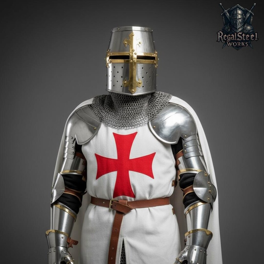Medieval Templar Crusader Knight Armor Suit: 18 Gauge Steel, Full Body ...
