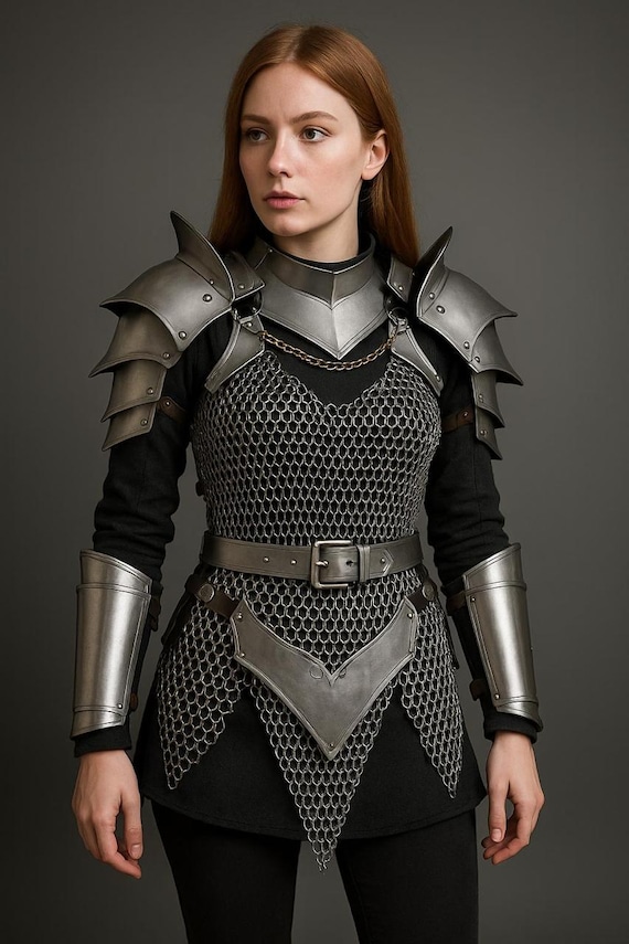 Medieval Lady Armor Set – Steel Cuirass, Pauldrons, Bracers