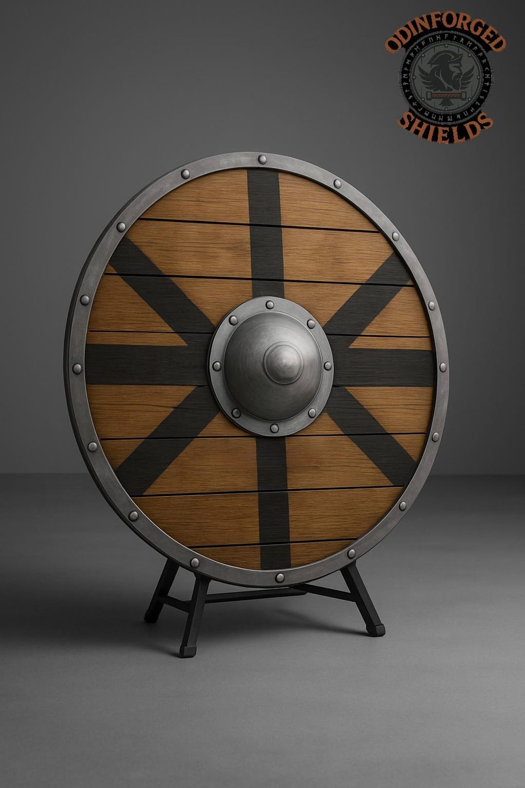 The Iron Sun – Viking Shield With Radiant Spoke Design on Oakwood ...