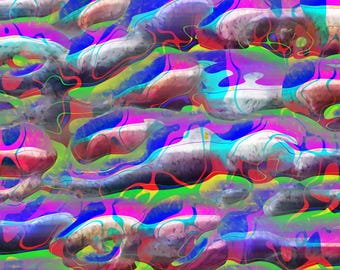 Framed Psychedelic Art - "Neon Ripples" - Trippy Abstract Print in Vivid Neon Colours, Bold Fluid Wall Décor, Geometric Framed Wall Print