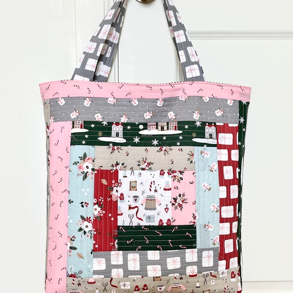 PDF PATTERN--The Quilt-As-You-Go Log Cabin Tote  Pattern