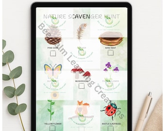 Outdoor scavenger hunt printable, park scavenger hunt, instant download nature hunt, printable children's activities, editable kid game