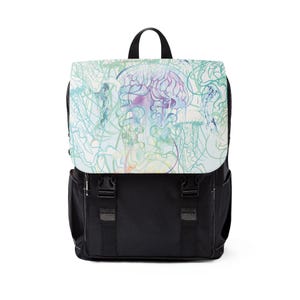 Lässiger Schulter Rucksack, Ozean Thema Rucksack, Einkaufstasche mit Fächern, Canvas Rucksack, Qualle Geschenk, Einzigartiger Rucksack, Handgemacht
