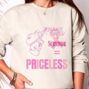 Brustkrebs Überlebendes Sweatshirt, Pink Ribbon Boxhandschuhe Pullover