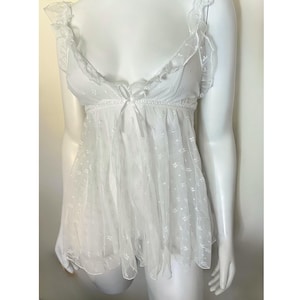 Floral sheer babydoll babydoll lingerie dress see through transparent sheer valentines anniversary wedding bridal gift sexy plunge ruffle