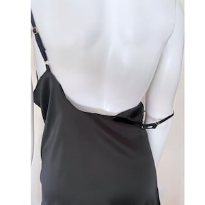 Revealing back silky short nightgown lingerie dress leg slit anniversary valentines sexy babydoll classic vintage silk nightdress gift for