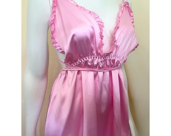 Always tied Nightgown silky babydoll tied plunge ruffles short lingerie dress anniversary valentines wedding bridal one size gift backless
