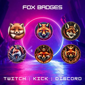 Fox Sub Badges Or Bit Badges | Twitch Loyalty Badges | Badges For Twitch, YouTube, Or Mixer | Animal Sub Badges.