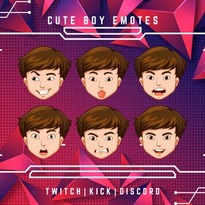6 Cute Boy Emotes - Streaming Emotes | Static Emotes | Twitch, Youtube, Discord, | Facial Emojis | Ready To Use Emotes |