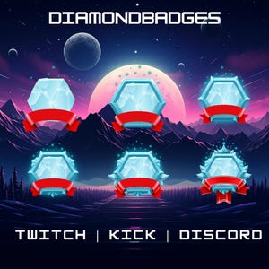Diamond Sub Badges Pack | Sub/Bit Badges | Twitch | Discord | Youtube | Instant Download And Use | Twitch Artwork For Streamers.