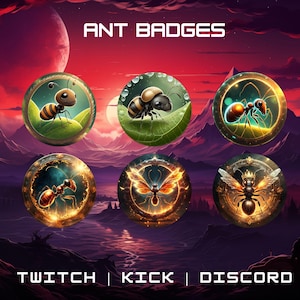 Ant Badges For Twitch, YouTube, Kick And Discord | Bit Badges | Sub Badges | Animal Badges | Streaming & Discord Roles.