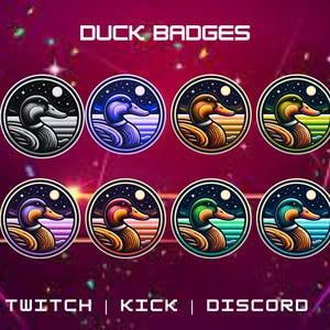 Twitch Duck Sub Badges | Twitch Sub/Bit Badges | Twitch Animal Badges | Premade Badges | Twitch Graphics | Streaming Badges.