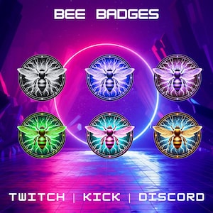 Twitch Bee Sub & Bits Badges | Honey Sub Badges | Suitable For Stream, Discord, YouTube | Loyalty Badges.