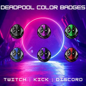 Set Of 6 Dead-pool Sub Badges For Twitch Streams | Unique Streaming Badges | Premade Twitch Sub Badges | Instant Download.
