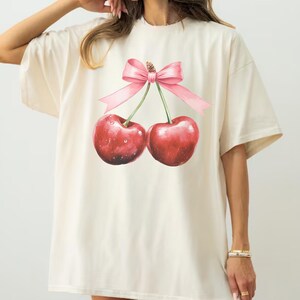 Coquette Cherry Shirt, Valentines Day Cherry Shirt, Cherry Bow Tee, Aesthetic Cherry Shirt, Cherry Coquette T-Shirt, Cherry Lover Gift