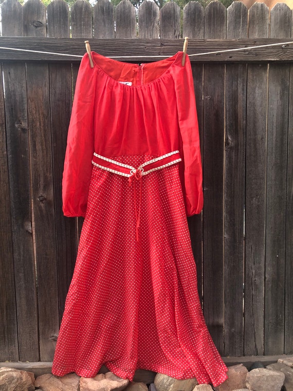 60s Miss Elliette Red Polka Dot Maxi - M
