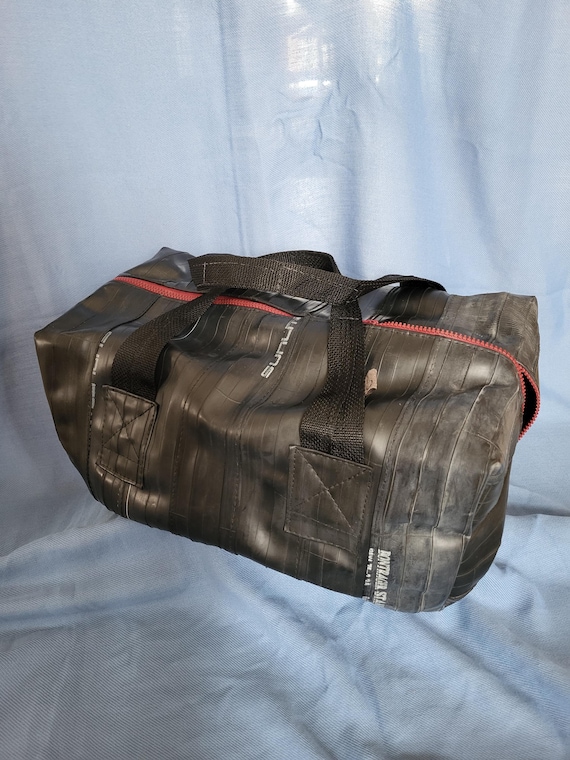Small Gym Duffel Bag - a durable rubber duffel bag made from upcycled bike inner tube