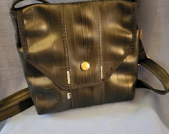 Top-flap Purse with Snap closure - a durable rubber purse made from upcycled bike inner tube